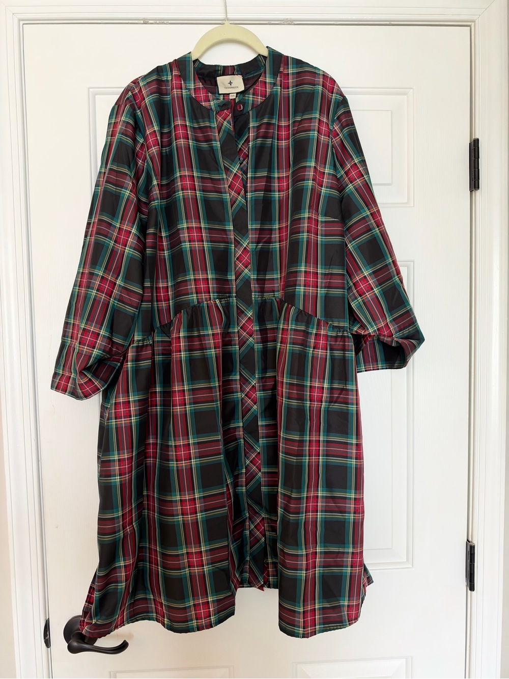 Tuckernuck Plaid Button-Front Dress in Red and Green